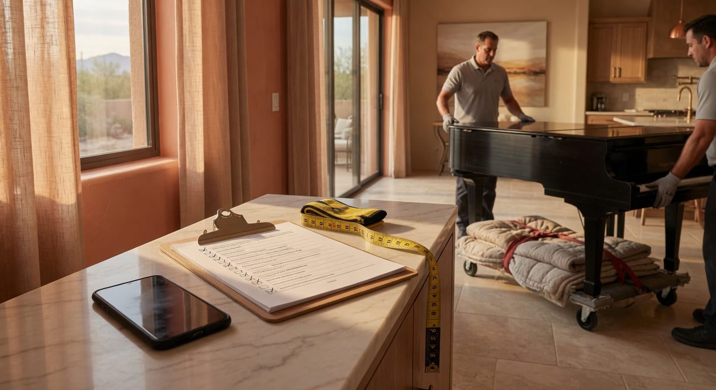 Piano moving quote planning details for an East Valley move