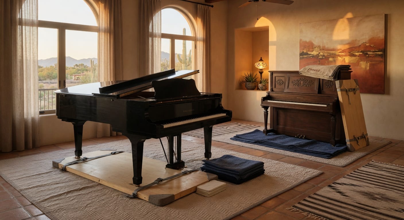 Grand and upright piano moving comparison for Arizona customers