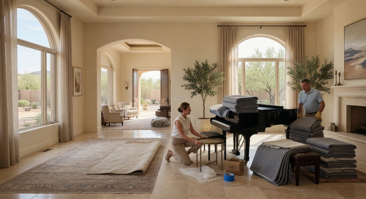 Preparing a piano and home access path before an East Valley move